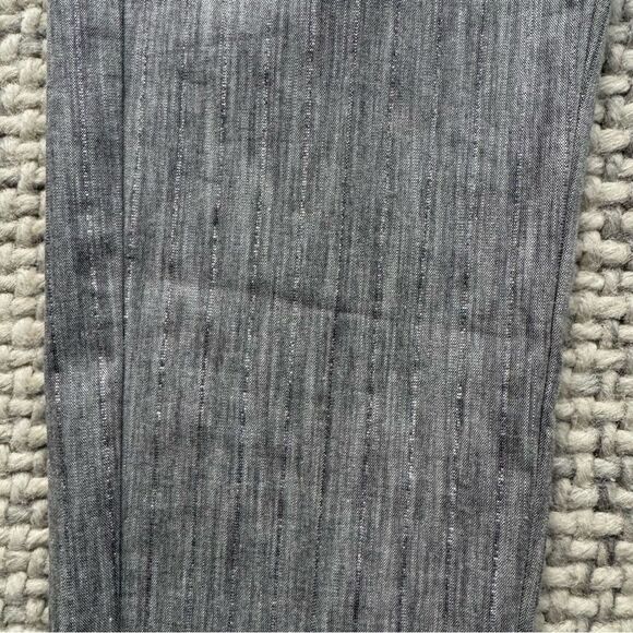 Marella Grey Cotton Silver Pinstripe Cigarette Trouser 2 - Picture 2 of 4